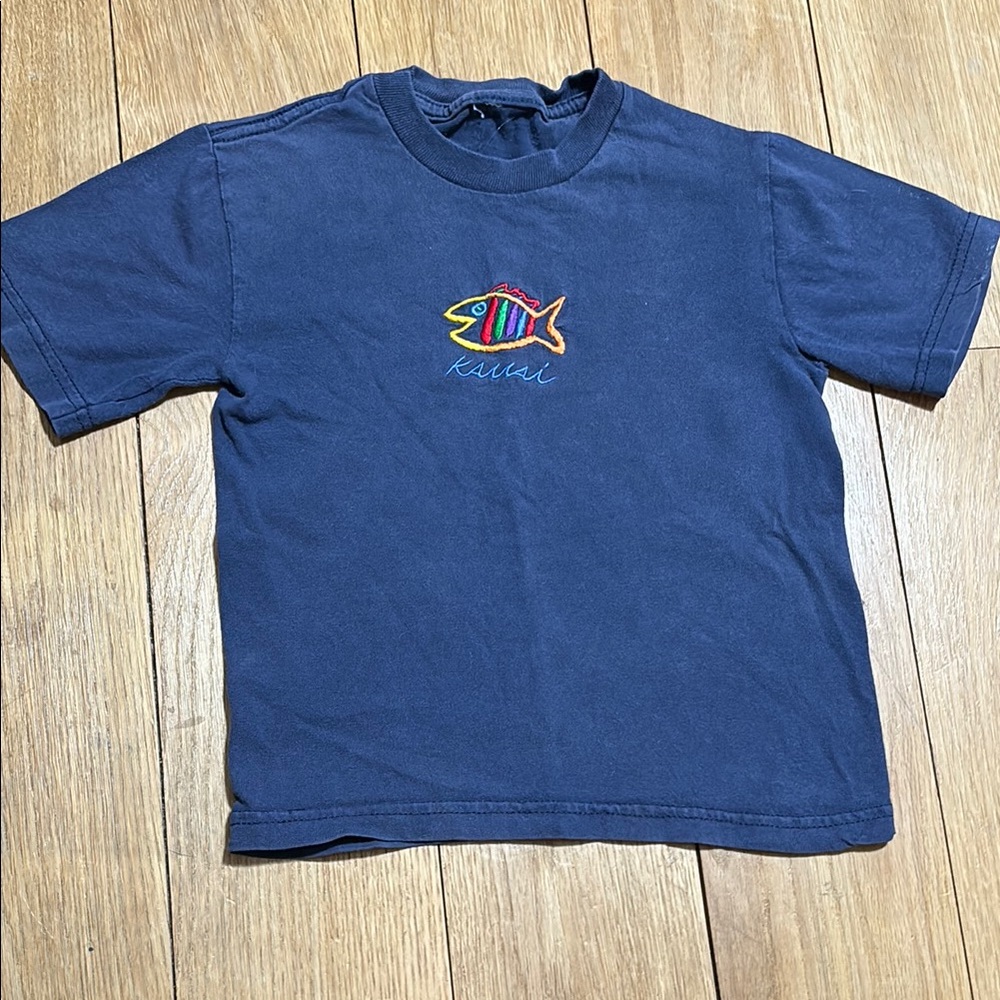 Kids Kauai Blue Fish Embroidered T-Shirt